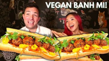 GIANT VEGAN BANH MI (Vietnamese Subs) MUKBANG! Munching Mondays Ep.115