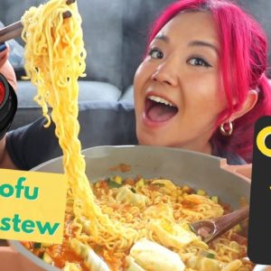 Soft Tofu Stew with RAMEN! 😍 MUKBANG + COOK WITH ME ❤️ Munching Mondays Ep.111