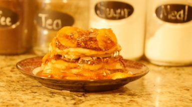 Fat Fluffy Peach Bourbon Pancakes