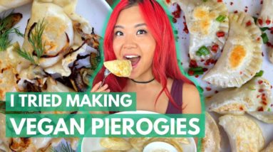 VEGAN PIEROGIES - 3 WAYS! (I Tried Making Vegan Pierogies / Cook With Me)