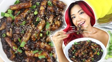 STOP EVERYTHING & TRY THIS BLACK BEAN TTEOKBOKKI (JJAJANG TTEOKBOKKI RECIPE)