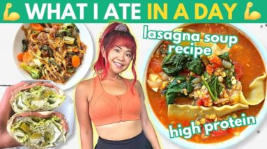 What I Ate in a Day (HIGH PROTEIN VEGAN) + Athletic Wear Try On